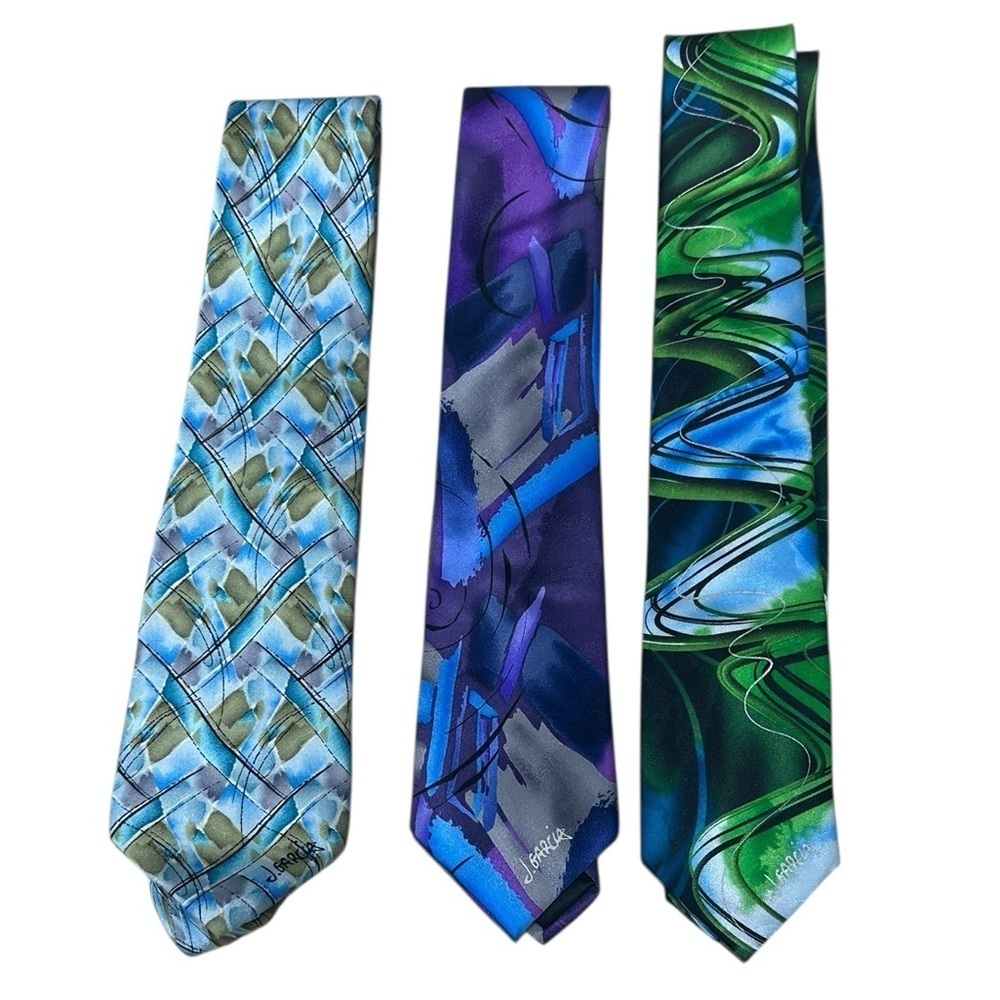 J. Garcia Artistic Tie Collection - Blue, Purple, Green